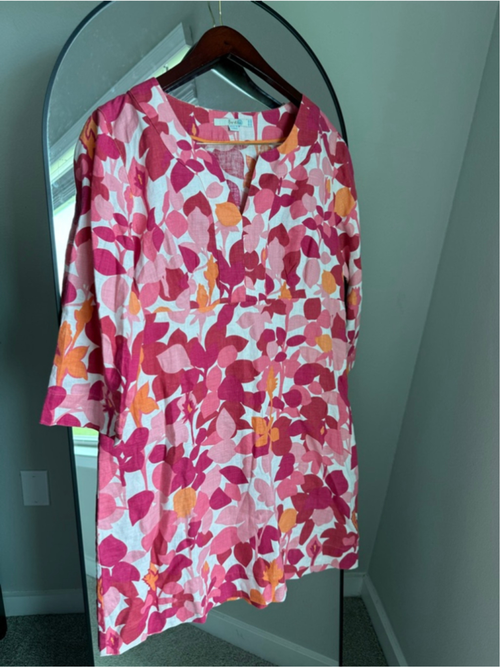 BODEN Linen Leaf Print Tunic Dress US 10